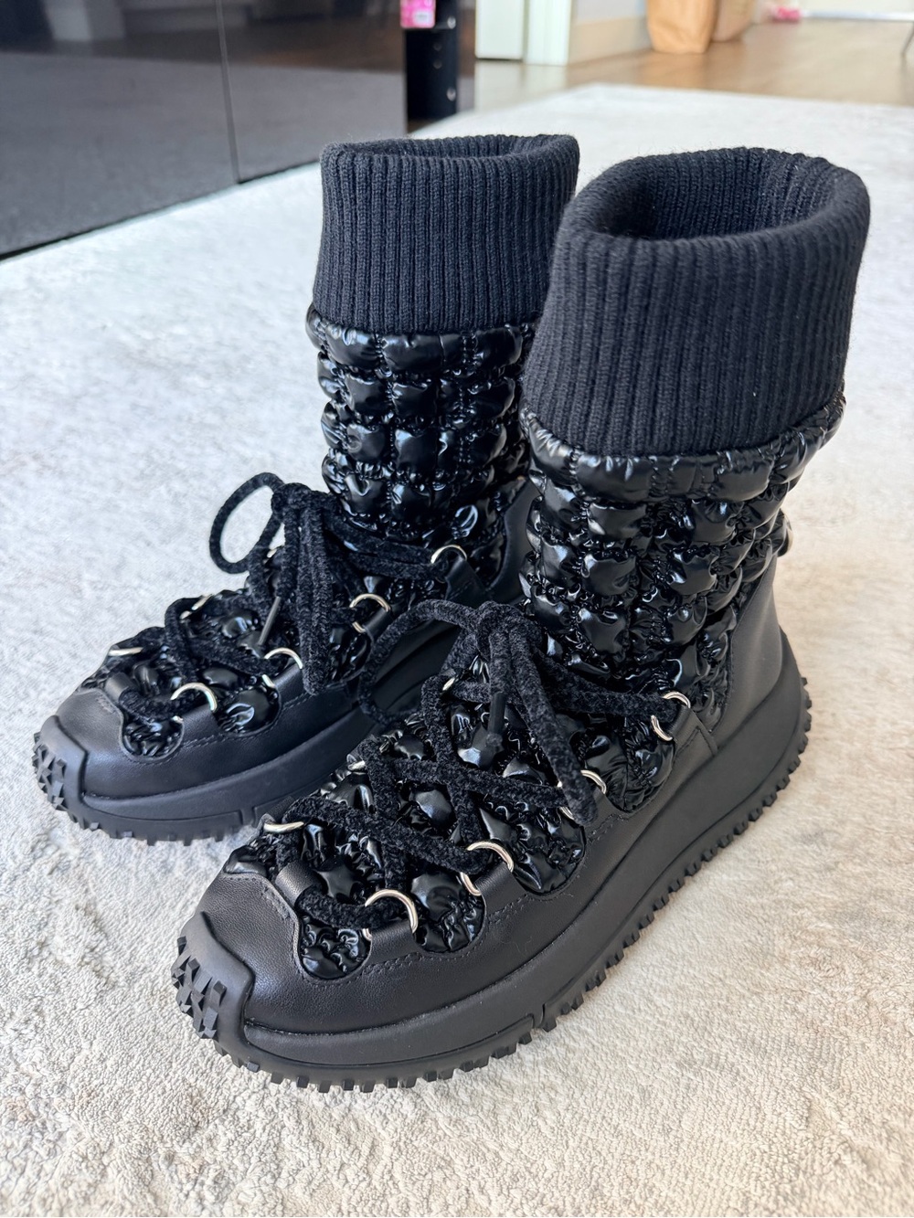 4CCCCEES Kapok Candy Black Quilted Boots Size 37